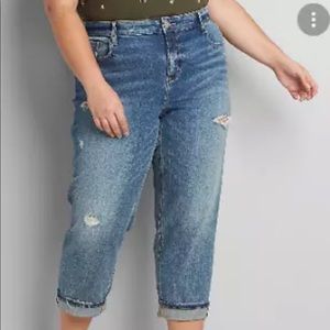 Lane Bryant High Rise Girlfriend Straight Jeans Flex Magic Waistband Stretch